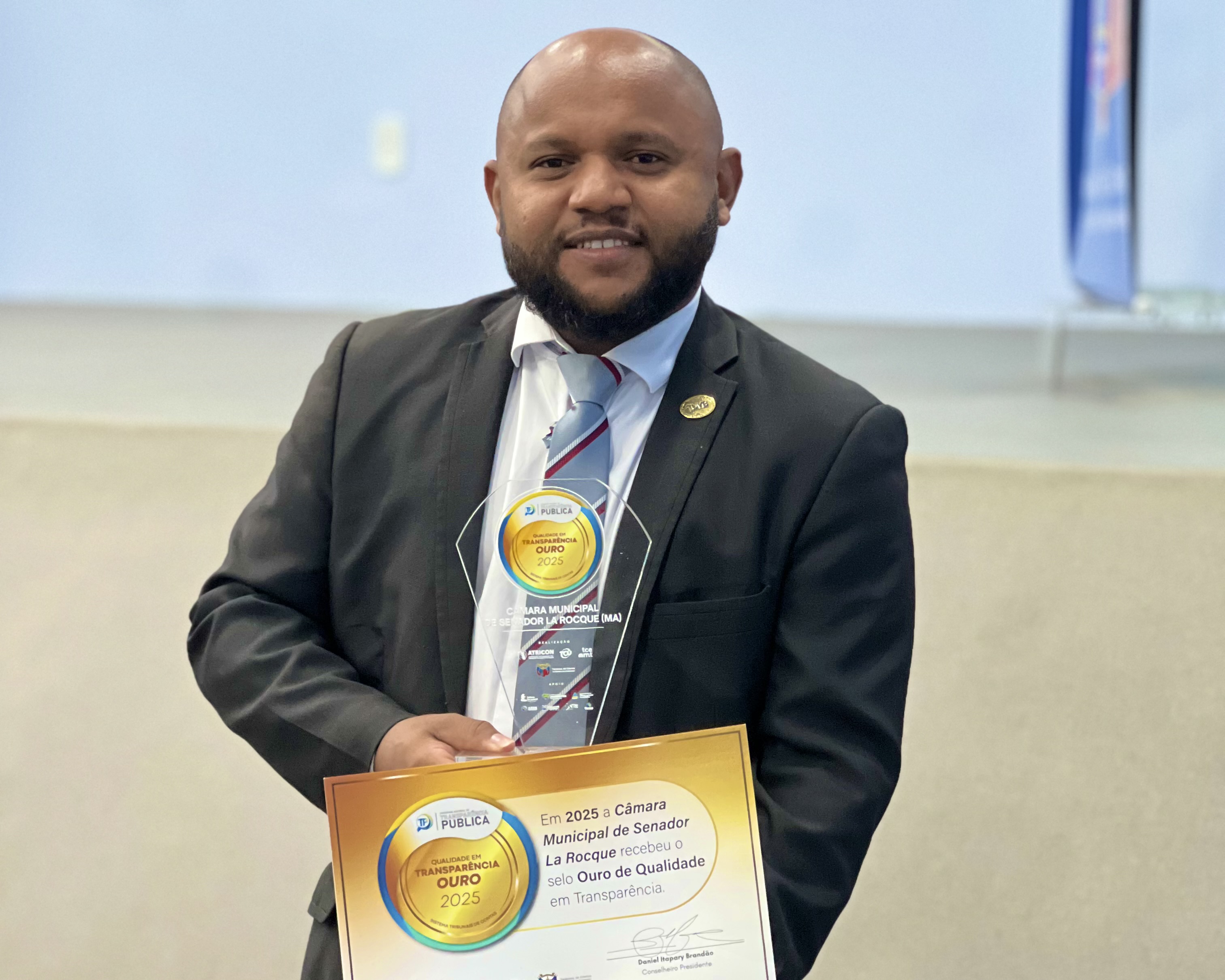 A Câmara de Senador La Rocque recebe selo Ouro em Transparência Pública